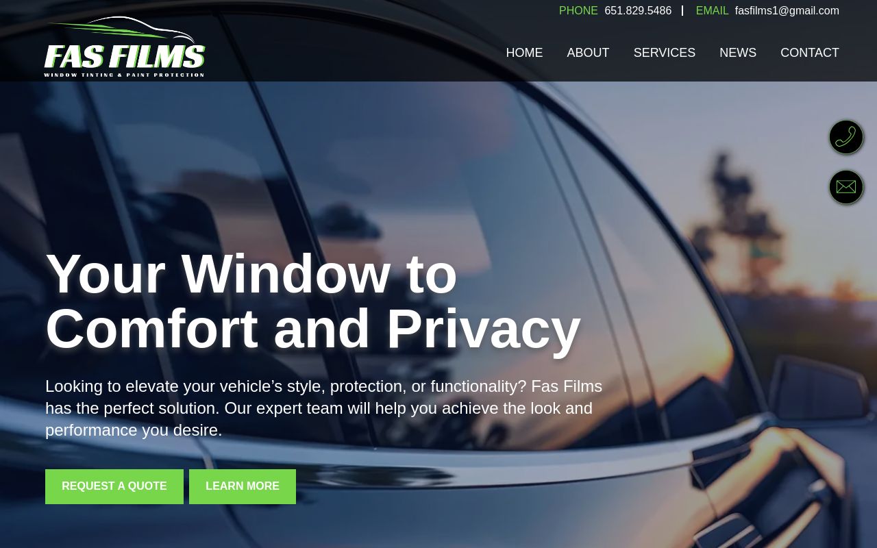 Homepage of Fas Films's website