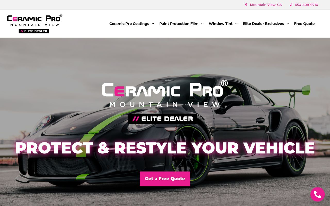 Homepage of Artistic Vinyl Repair | Ceramic Pro Mountain View's website