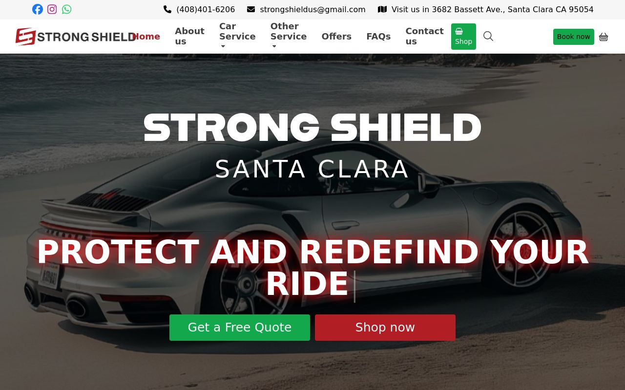 Homepage of Strong shield tint & PPF's website