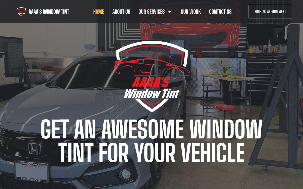Homepage of AAAA'S Window Tint's website