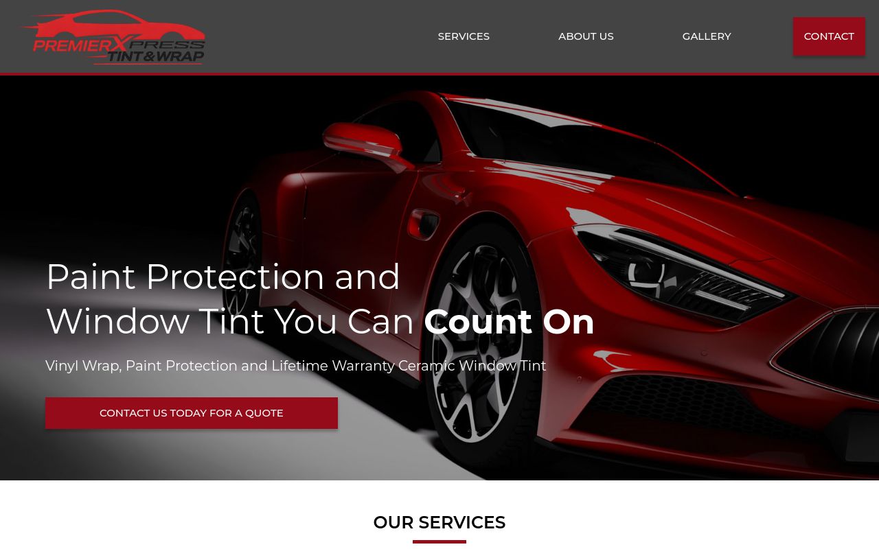 Homepage of PremierXpressTINT&WRAPS's website