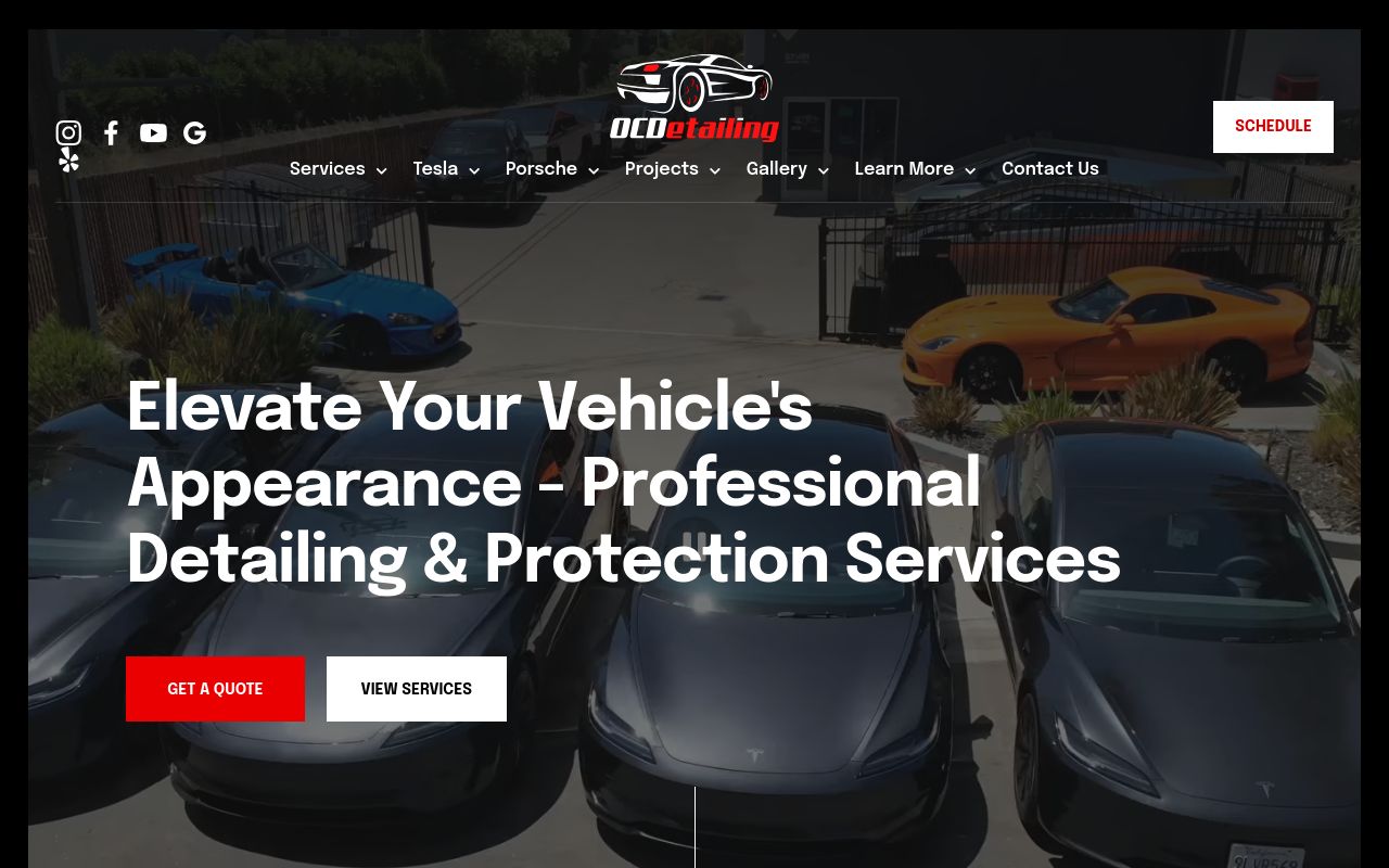 Homepage of OCDetailing's website