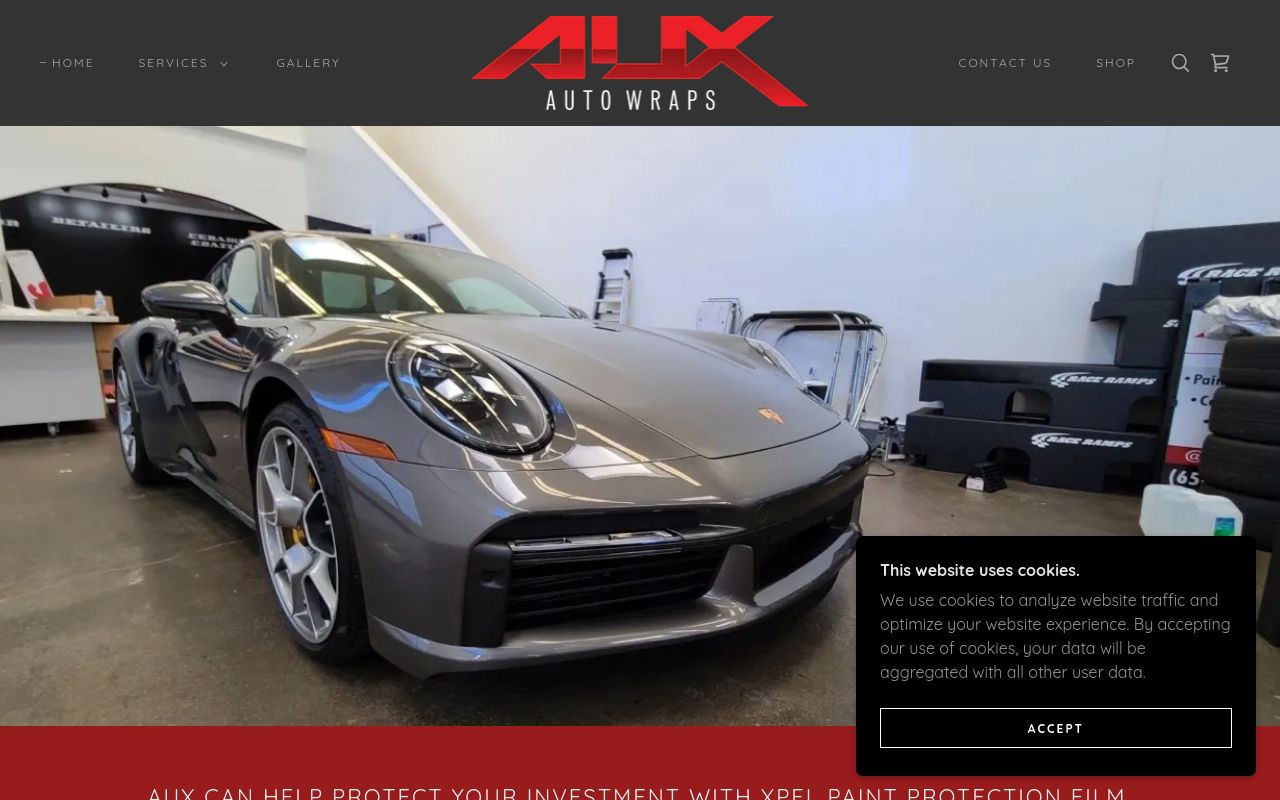 Homepage of Aux Auto Films|Xpel PPF Tint Ceramic coating's website