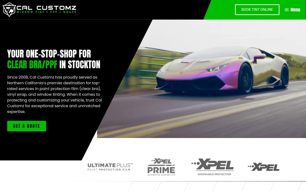 Homepage of Cal Customz Tint & Wraps's website