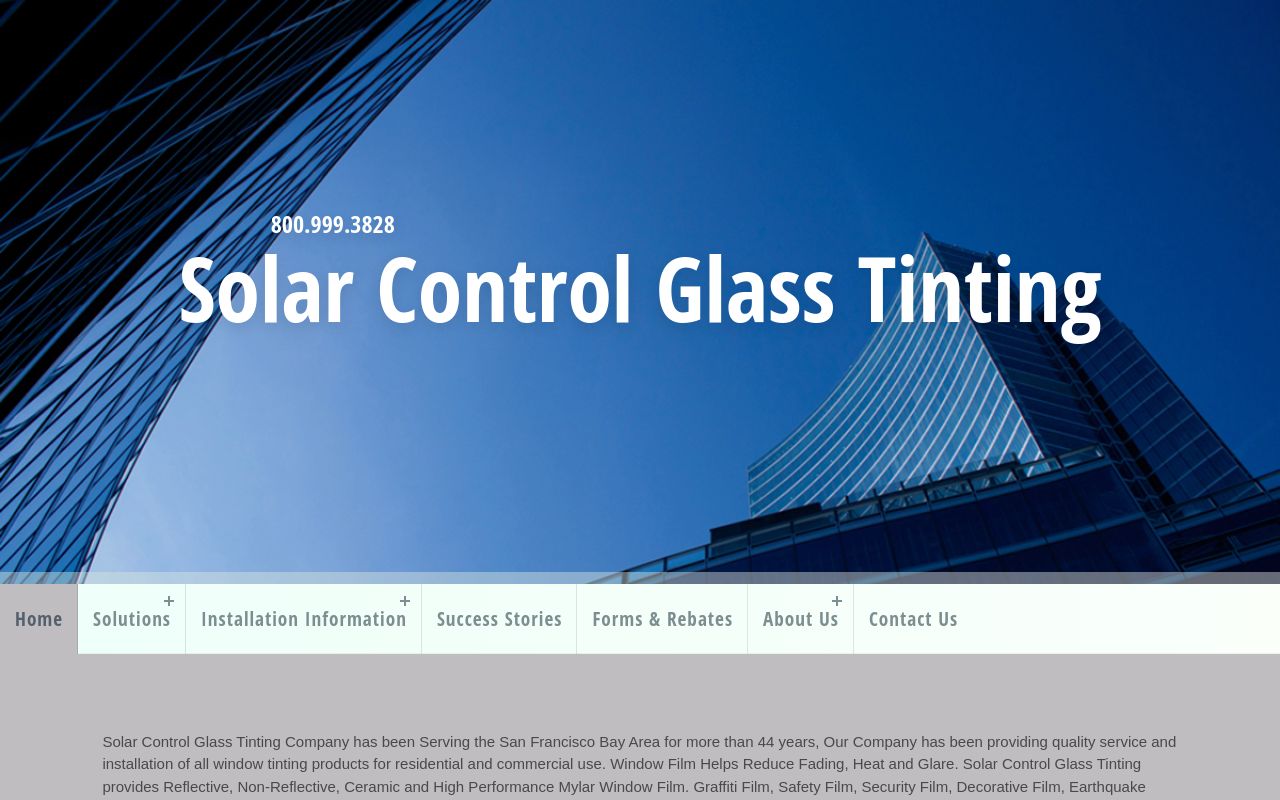 Homepage of Solar Control Glass Tinting's website