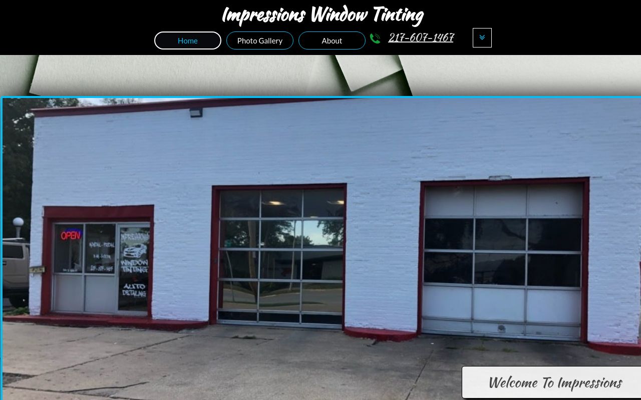 Homepage of Impressions Window Tinting's website