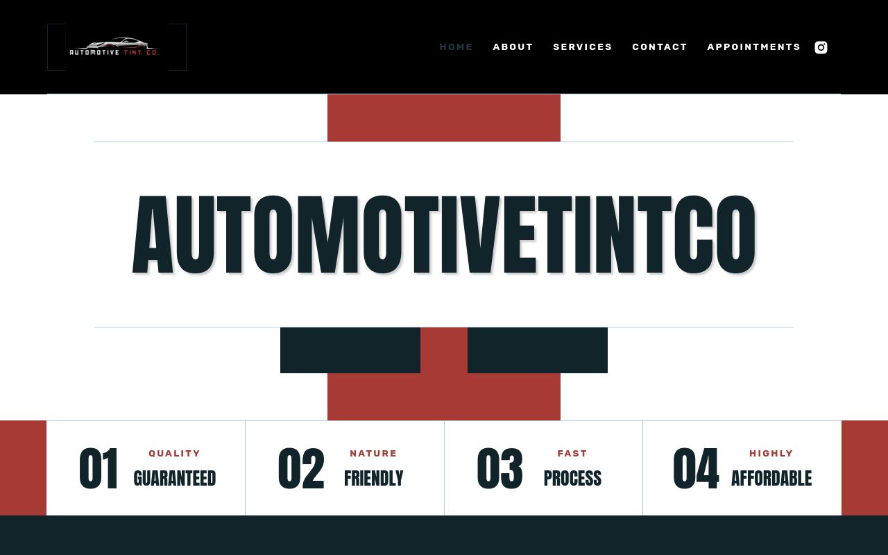 Homepage of Automotivetintco window tint's website