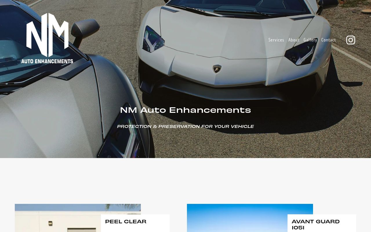 Homepage of NM Auto Enhancements's website
