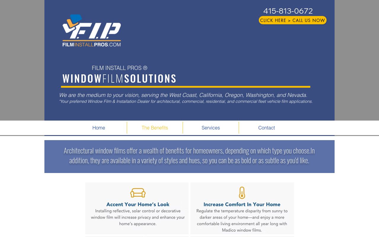 Homepage of Film Install Pros's website