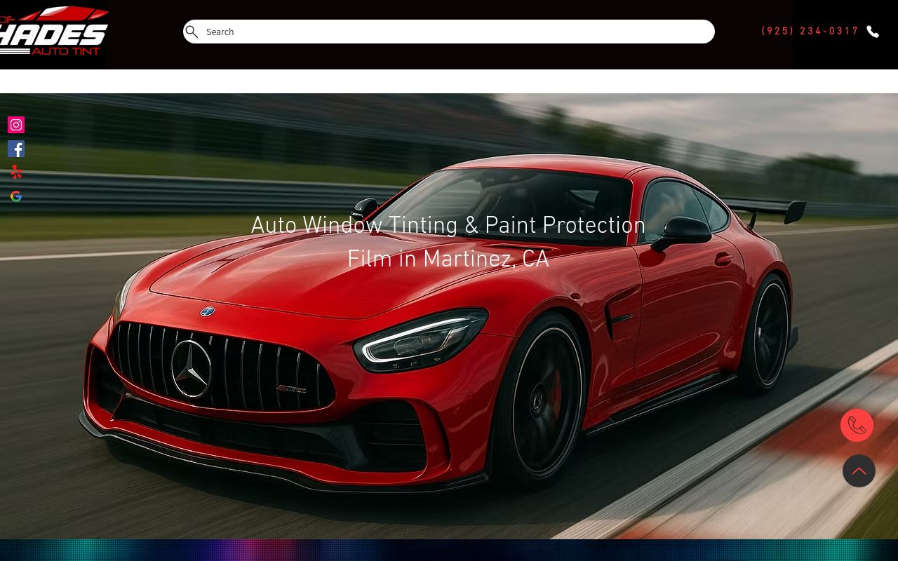 Homepage of Ace of Shades Auto Tint's website