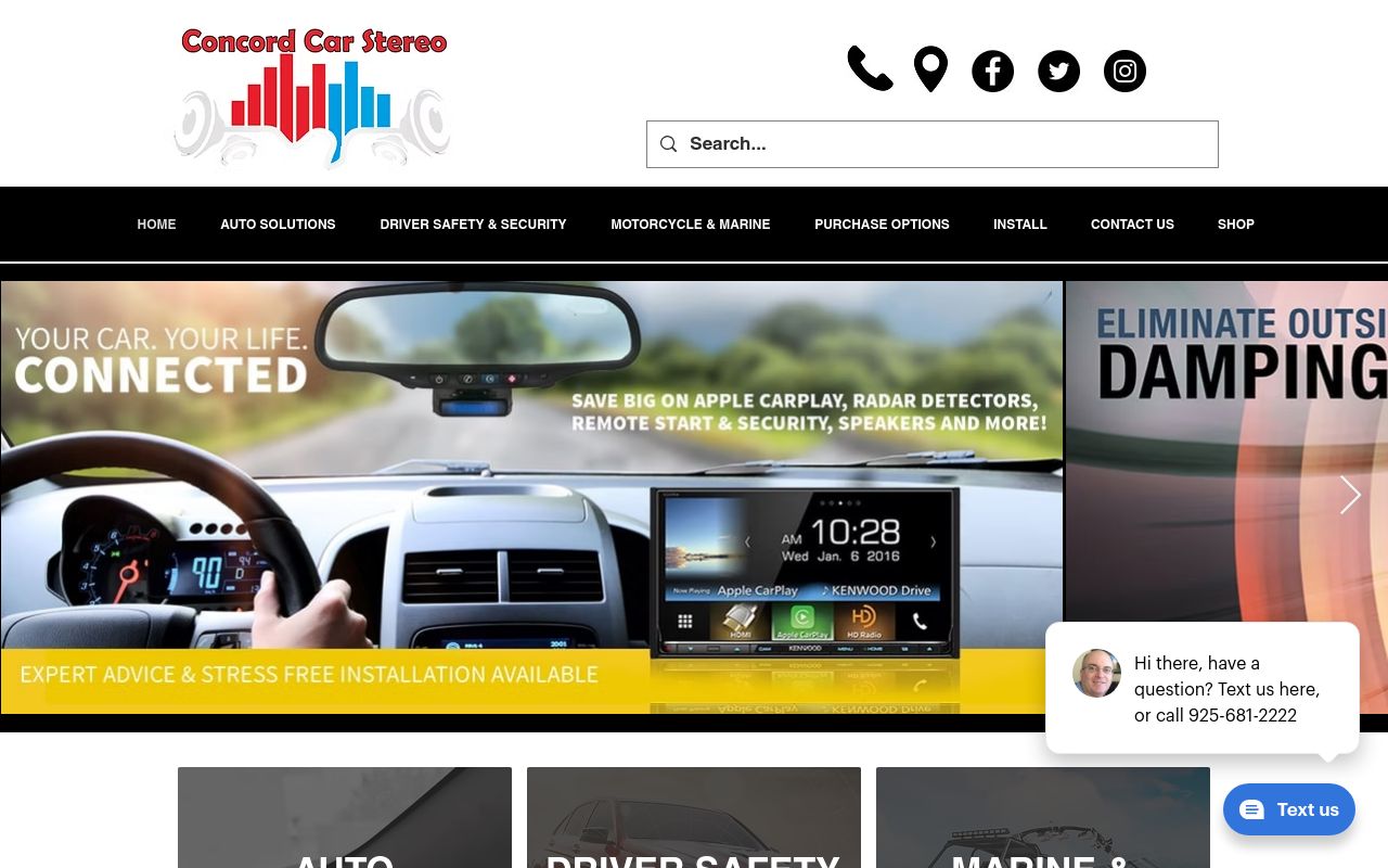 Homepage of Concord Car Stereo & Tint's website
