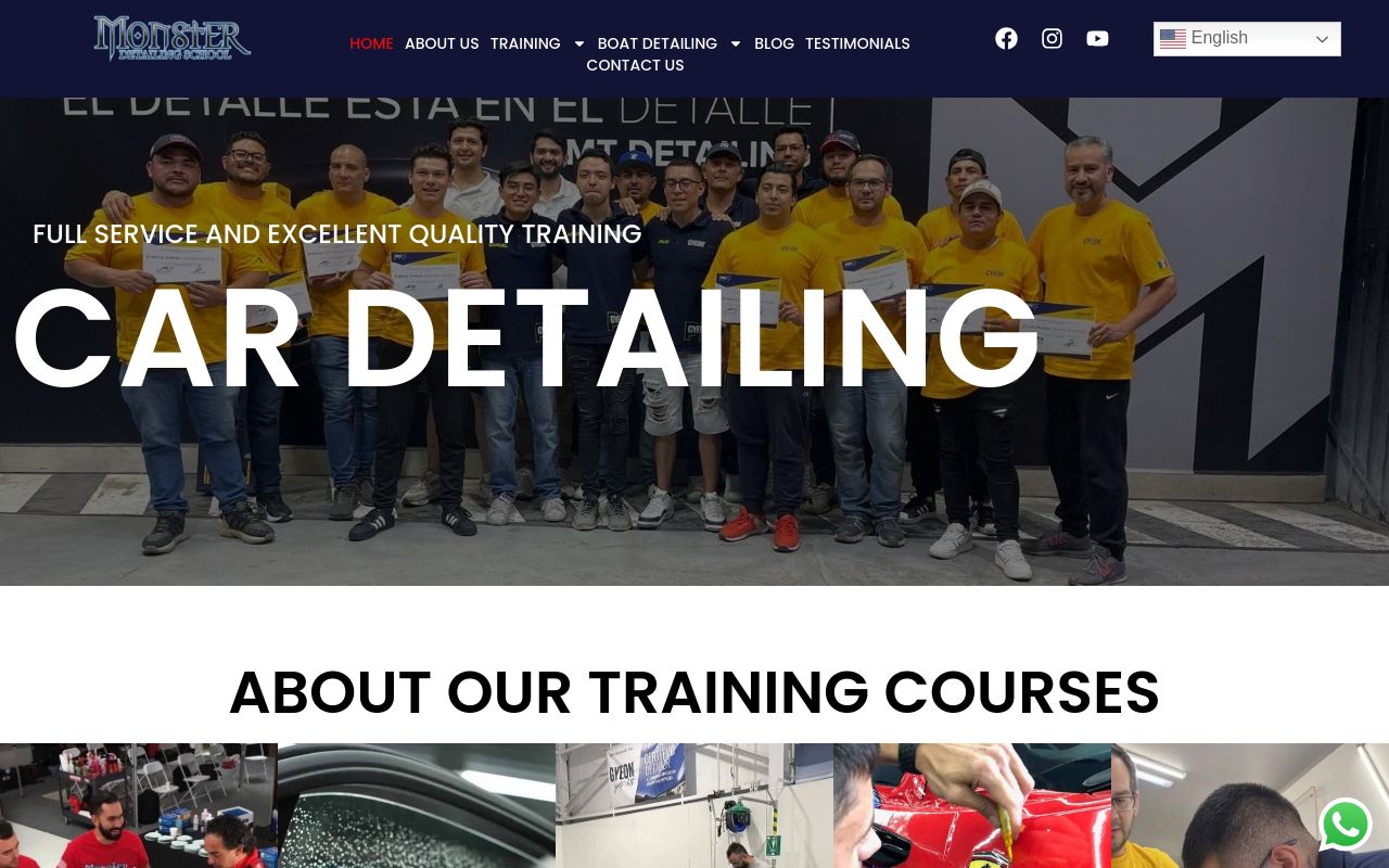 Homepage of Monster Detailing School's website