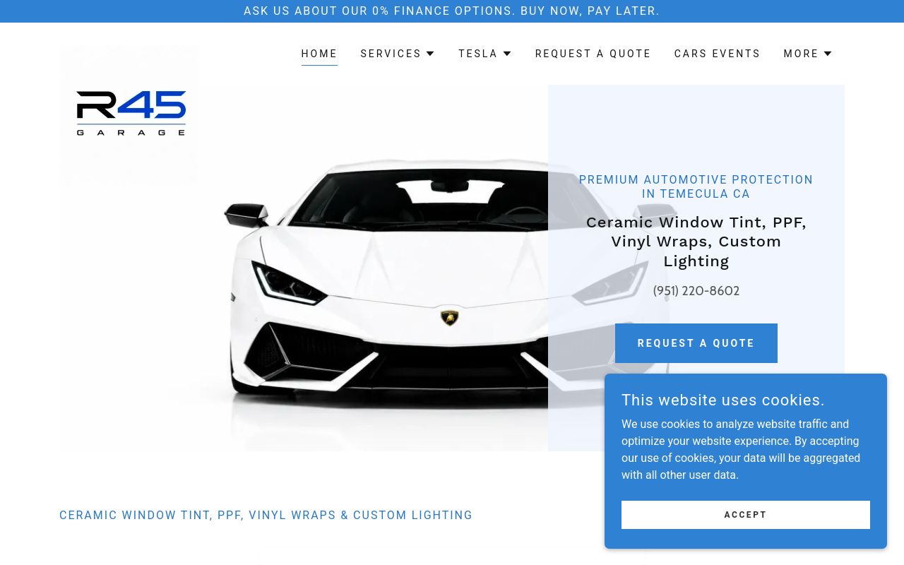 Homepage of R45 Garage's website