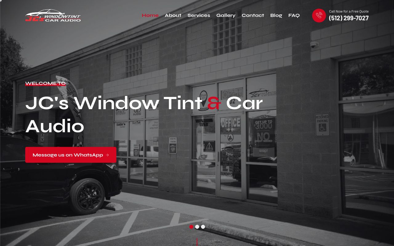 Homepage of JC'S WINDOW TINT & CAR AUDIO's website