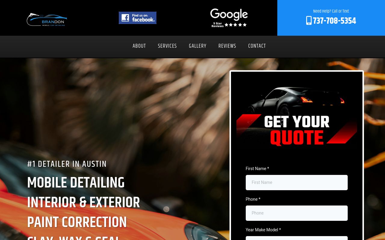 Homepage of Chavez Detailing's website