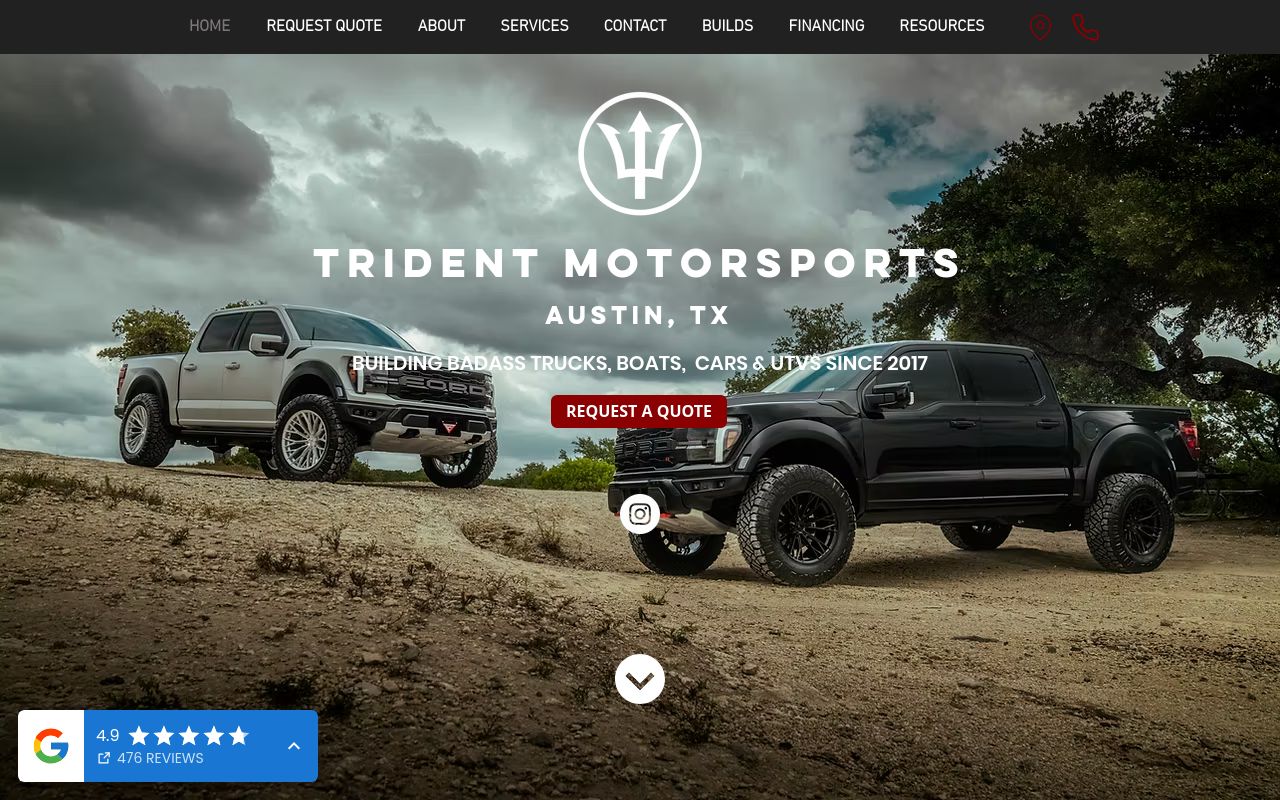 Homepage of Trident Motorsports's website