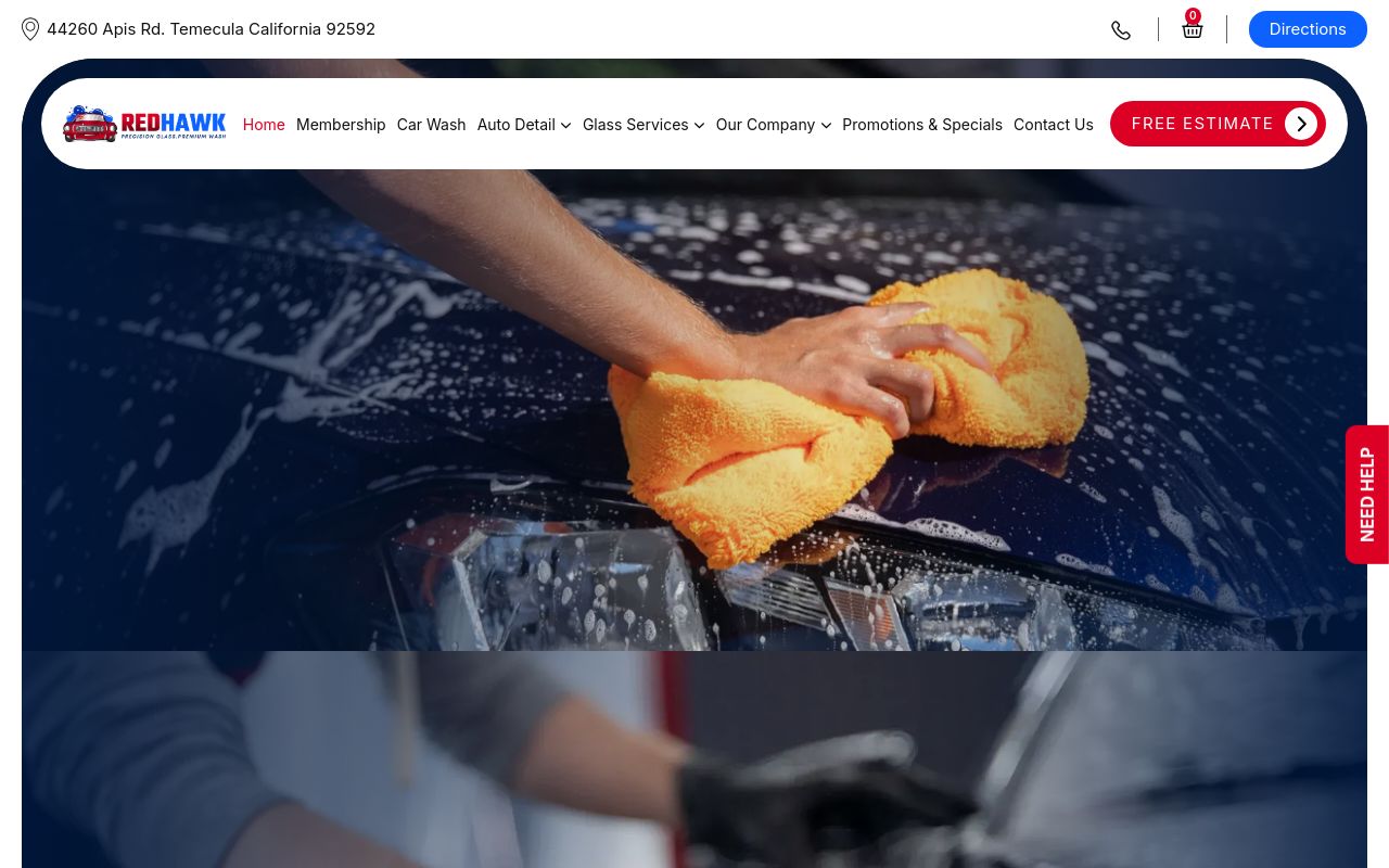 Homepage of Redhawk Auto Glass's website