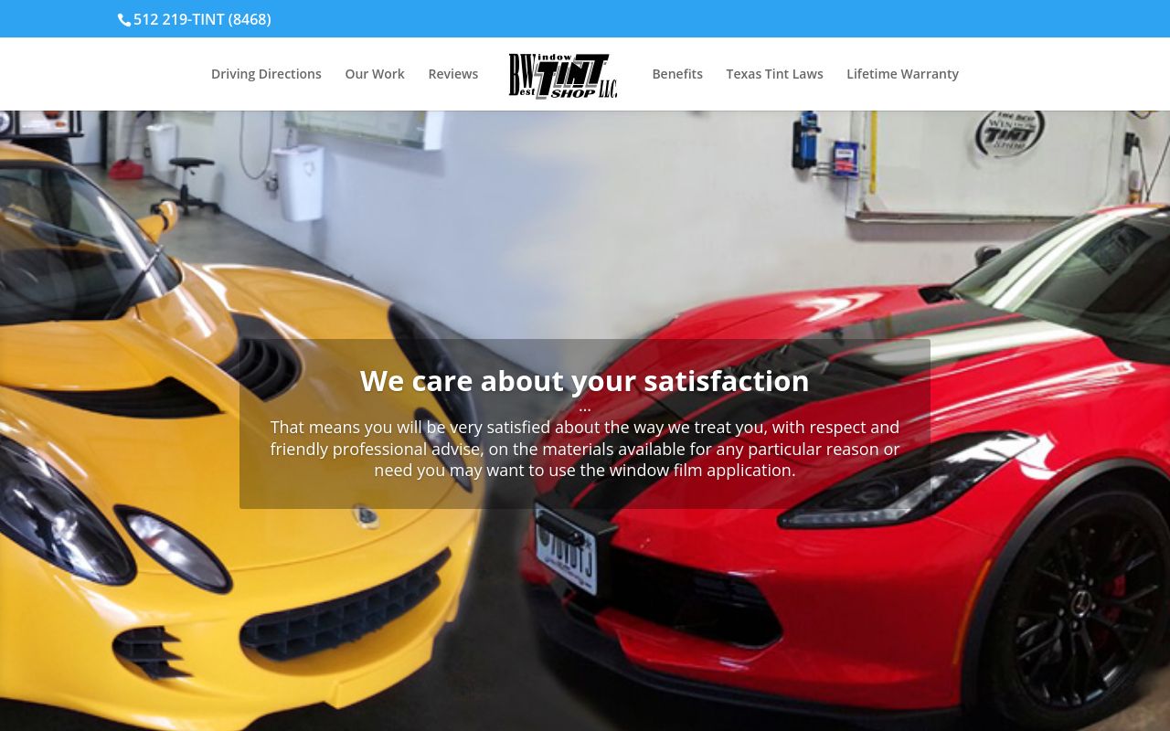 Homepage of BEST WINDOW TINT SHOP LLC.'s website