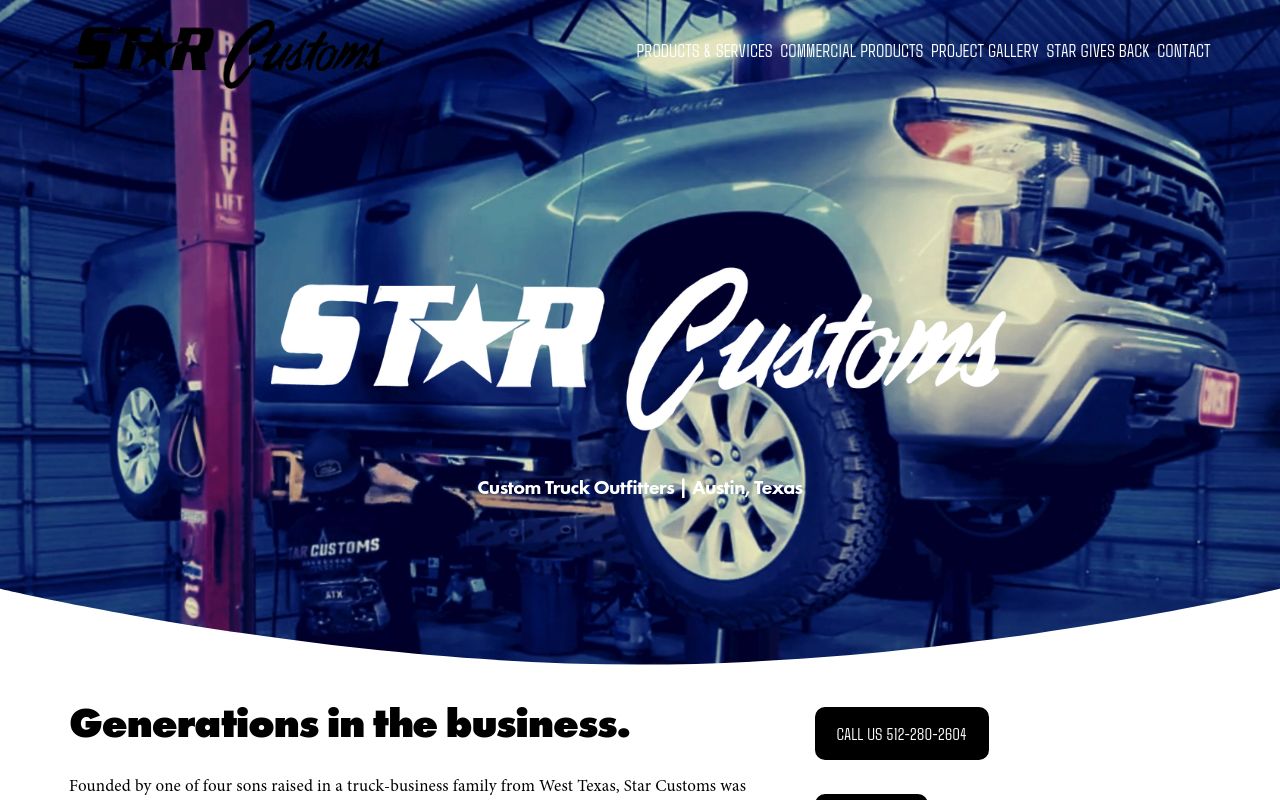 Homepage of Star Customs's website