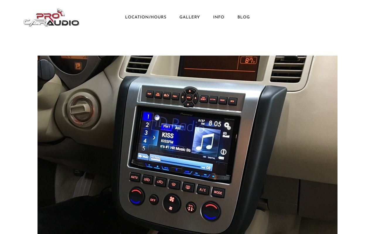 Homepage of Pro Car Audio's website
