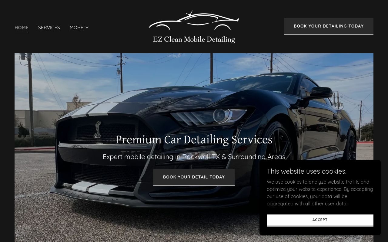 Homepage of Ez Clean Mobile Detailing's website