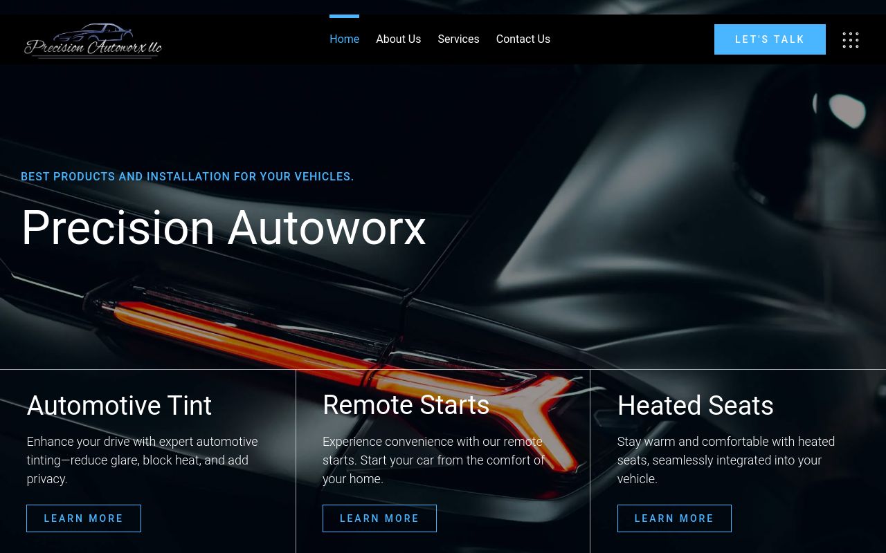 Homepage of Precision Autoworx LLC's website