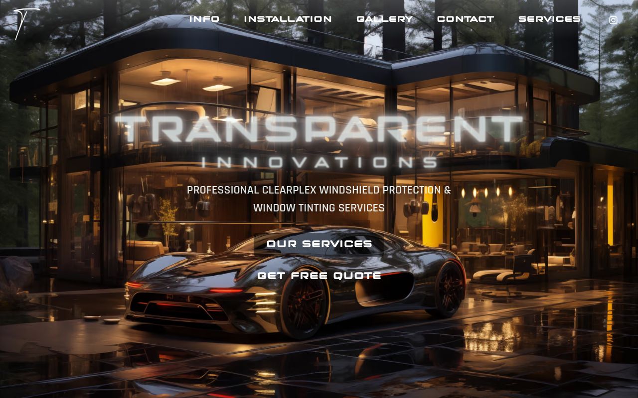 Homepage of Transparent Innovations's website