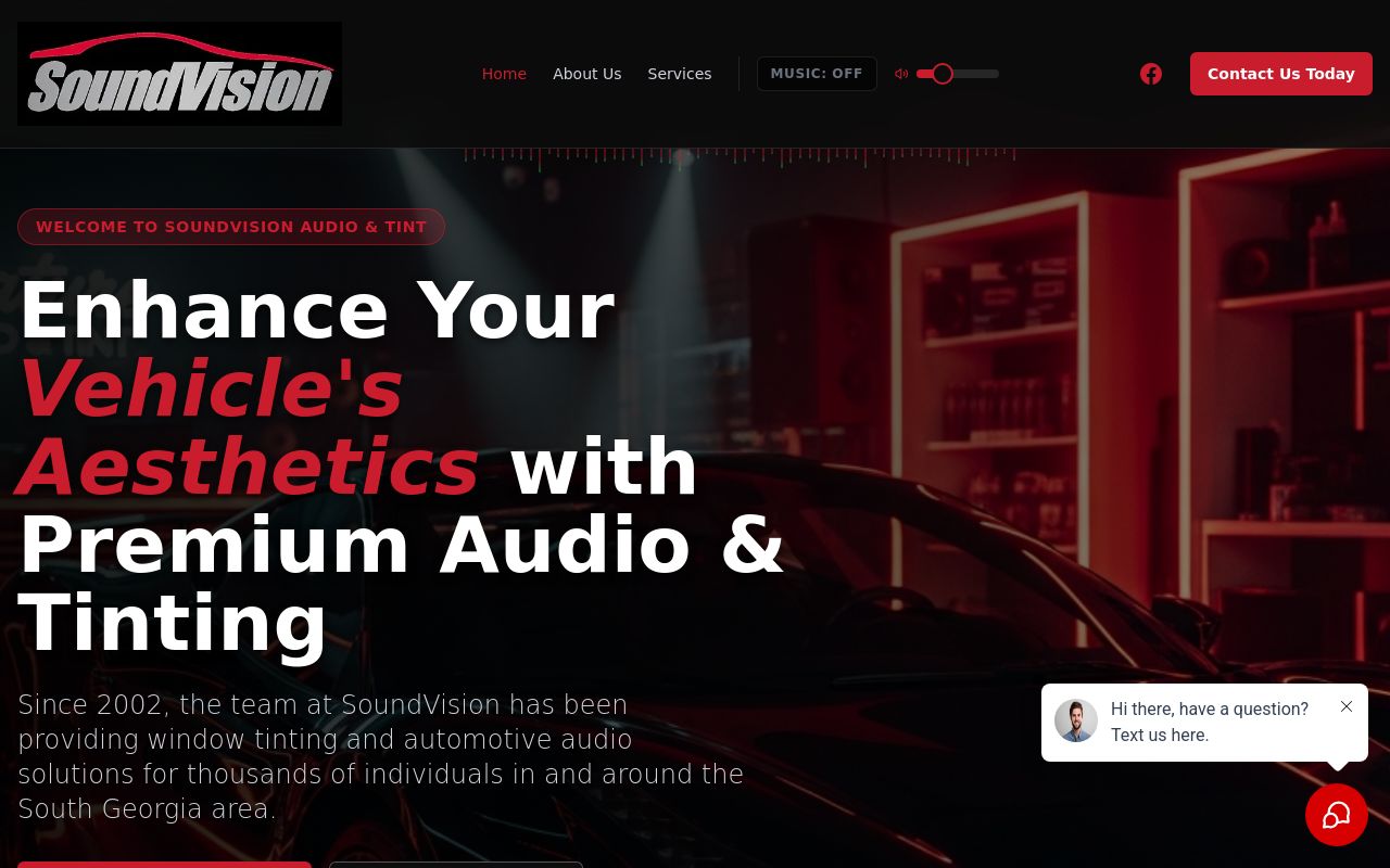 Homepage of Sound Vision Audio & Tint's website