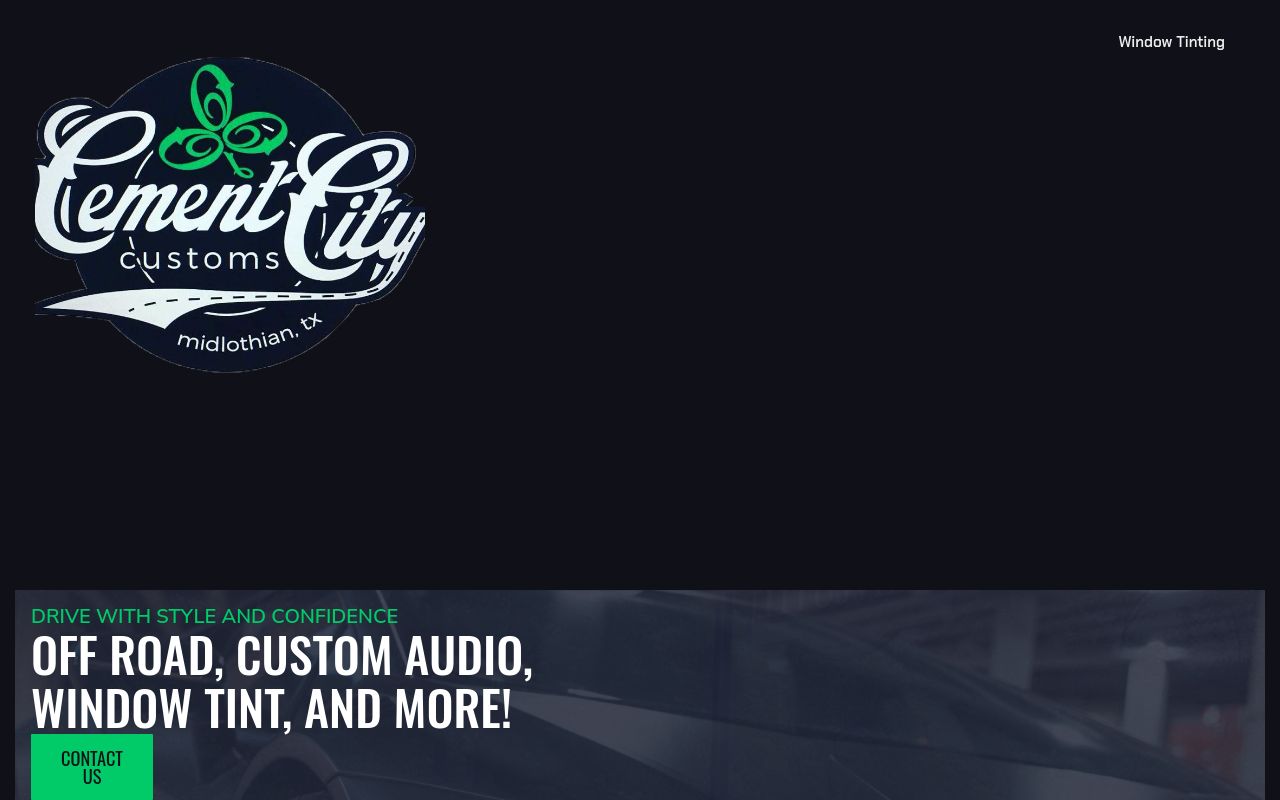 Homepage of Cement City Customs's website